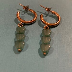 Gold and Green Hoop Earrings
